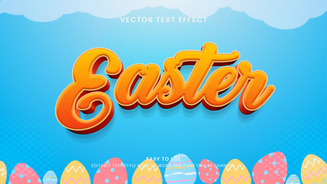 easter editable text effect 3d vector