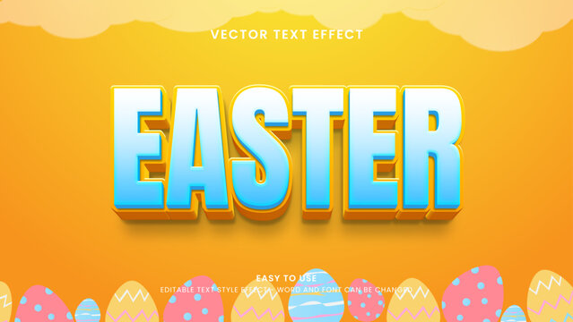 easter editable text effect 3d vector