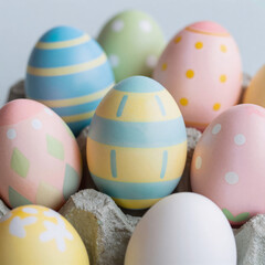 Naklejka premium geometric, patterned pastel easter eggs celebrate the joy of spring
