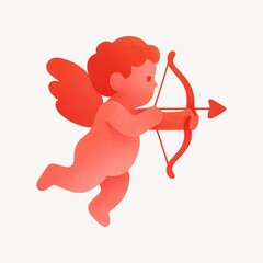 Naklejka premium Cherubic archer with heart.