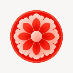 Fototapeta premium Red floral paper art design.