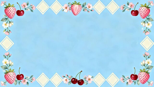 Framed strawberry cherry floral border