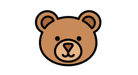 Naklejka premium Simple illustration of a cartoon bear's face with a cute expression.
