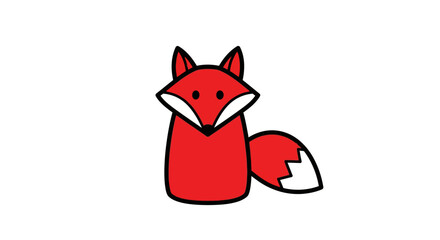 Obraz premium Simple cartoon illustration of a red fox with white accents.