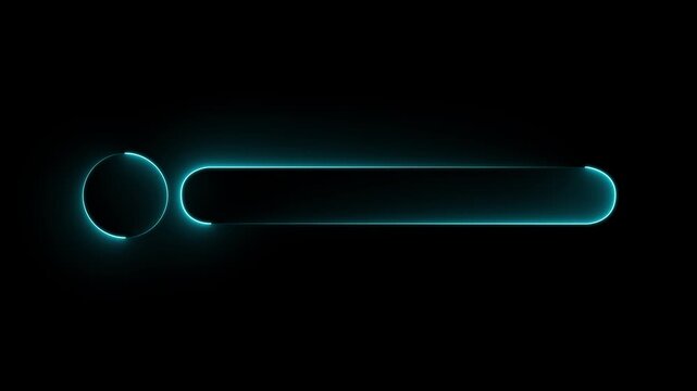 Glowing neon Lower third title bar icon isolated on black background, name plate banner icon, text bar reveal, professional broadcast title strip. Suitable for content information and broadcasting 4K