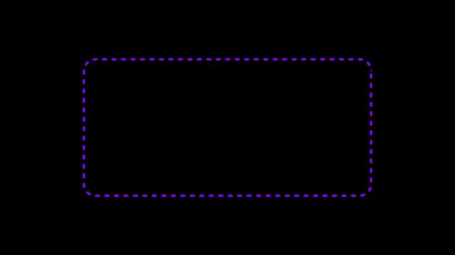 Dotted line rectangle frame animation on black background. Animation of a dotted line path from left to right point. border frame dotted line animation isolated on black screen. animation. 4k video