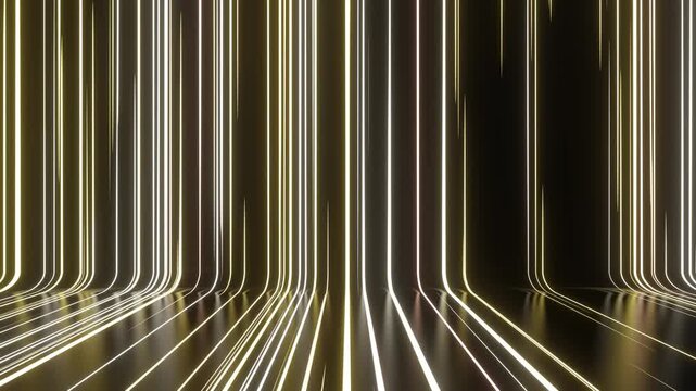 Vivid, Surreal Digital Art of a Hallway with Colorful Lights and Patterns, Perfect for Advertising or Promotions