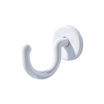 White wall mounted metal hook hanger for bathroom kitchen towel coat bag storage holder isolated on white background