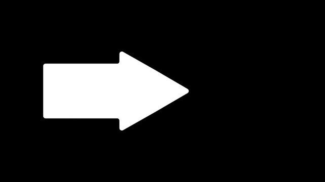 Animated squirrel arrow on a transparent background alpha channel. Moving arrow to the side. Animation 4K 60fps