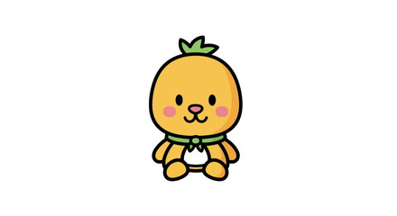 Obraz premium Adorable cartoon orange character with green leaf and scarf.