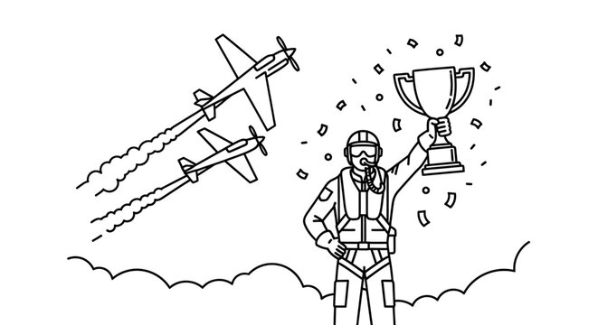 Pilot Wins Trophy with Airplanes Flying in Formation