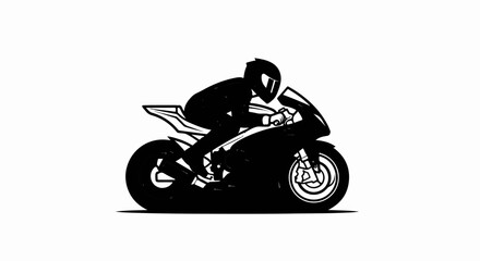 A stylized black silhouette of a person riding a sports motorcycle © Gerad