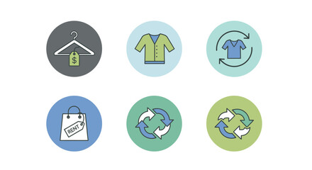 Fototapeta premium Sustainable fashion economy icons for eco-friendly use