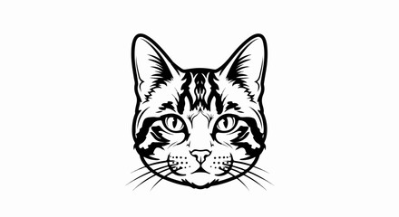 Fototapeta premium A striking black and white illustration of a cat's face