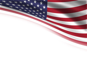 Fototapeta premium White background with the flag of the United States of America in the upper right corner