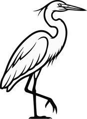 Obraz premium A line drawing of a heron standing on one leg