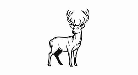 Fototapeta premium A majestic stag with large antlers stands gracefully on a white background