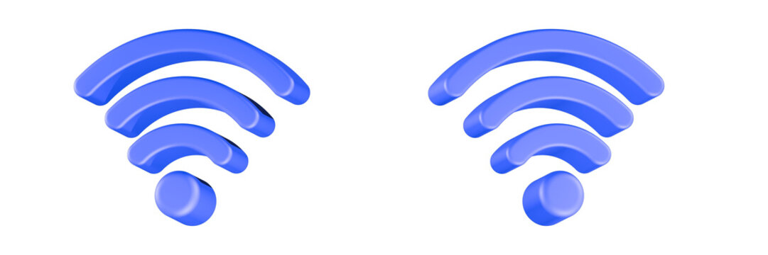 wifi icon 3d render blue color 
