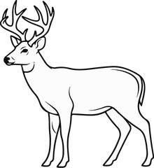 Obraz premium A detailed line drawing of a deer with large antlers, standing still