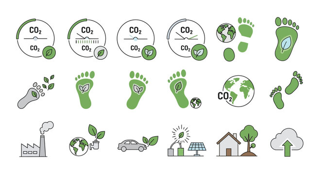 Carbon footprint icons vector