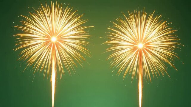Two golden fireworks exploding