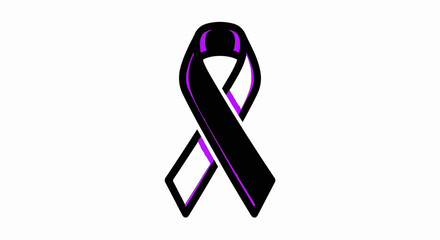 A simple black and purple awareness ribbon with thick outlines