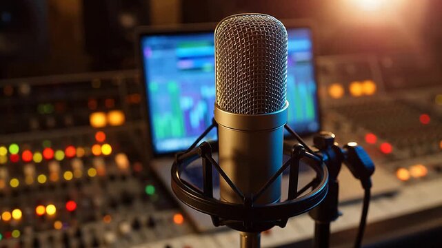 Microphone in recording studio setup