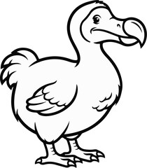 A black and white cartoon illustration of a dodo bird standing © Anderson
