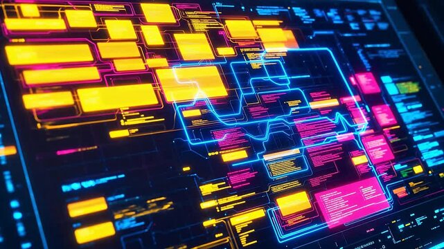 Futuristic digital interface with glowing elements