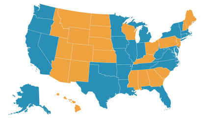 Fototapeta premium USA Geographic Map Showing State Data