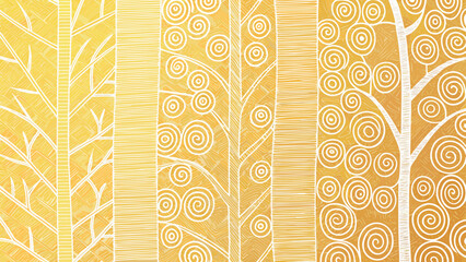 Set of yellow tree pattern vector illustrations