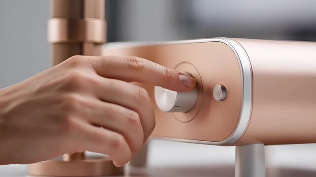 Person Adjusting Volume Knob on Audio Equipment, Close Up