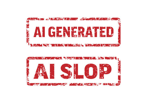 Red AI Generated and AI Slop Grunge Stamp Isolated Icons