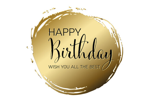 Happy Birthday Elegant Gold Brush Stroke Greeting Card
