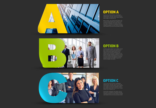 Modern Business Infographic Banners with ABC Letter Design and Photo Placeholders