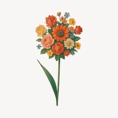 Naklejka premium Vibrant floral bouquet illustration.
