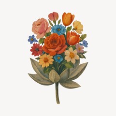 Naklejka premium Vibrant floral bouquet illustration