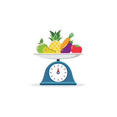 vector Assorted Fruits on Kitchen Scale Weighing © Asvara