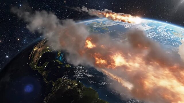 Asteroid impact simulation earth destruction catastrophic event doomsday scenario space hazard impact event global disaster