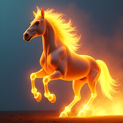 Fototapeta premium Horse on Fire with Flaming Mane Dramatic. Generative ai.