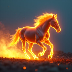 Horse on Fire with Flaming Mane Dramatic. Generative ai.
