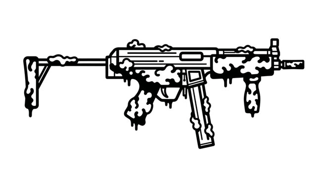 Stylized MP5 Submachine Gun with Dripping Paint Effect