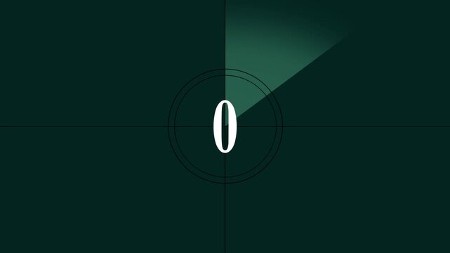 5 seconds countdown timer with white circle countdown animation and white number countdown on black background 0 to 5 seconds on transparent background with alpha channel, 