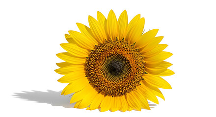 Fototapeta premium A bright yellow sunflower with dark center and delicate petals
