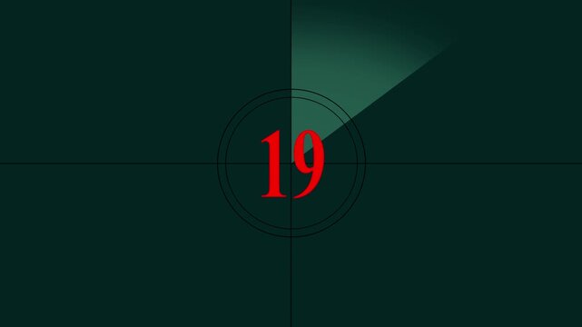 25 second to 0 second countdown  animation ,A retro film countdown animation showing number 25 to 0 number. 25 seconds vintage film countdown on faded  background.