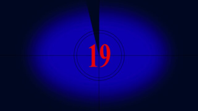 25 second to 0 second countdown  animation ,A retro film countdown animation showing number 25 to 0 number. 25 seconds vintage film countdown on faded  background.