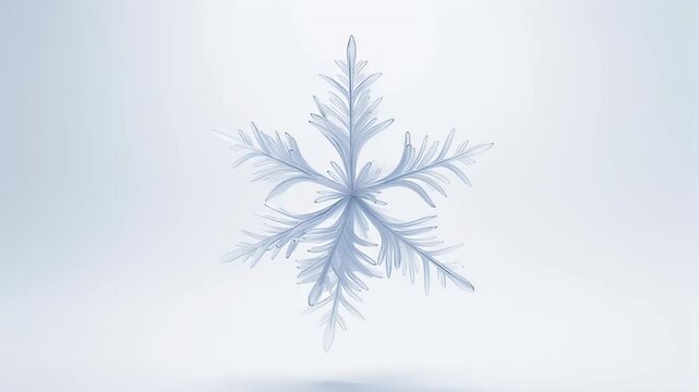 Abstract snowflake with six arms on white background artistic digital rendering