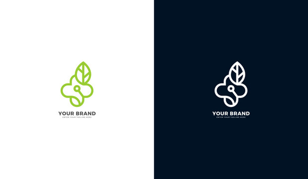 Green eco tech cloud logo with leaf and circuit line art