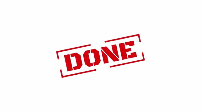 Red Done Stamp Animation with Zoom Out Effect on Transparent Background Task Completion Concept