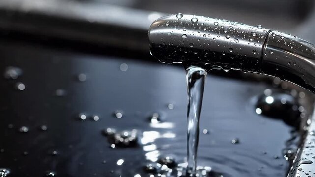 Water flowing from a faucet